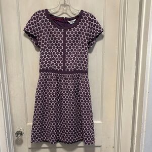 Boden Purple and White Clementine Geometrical Polka Dot Dress 4R